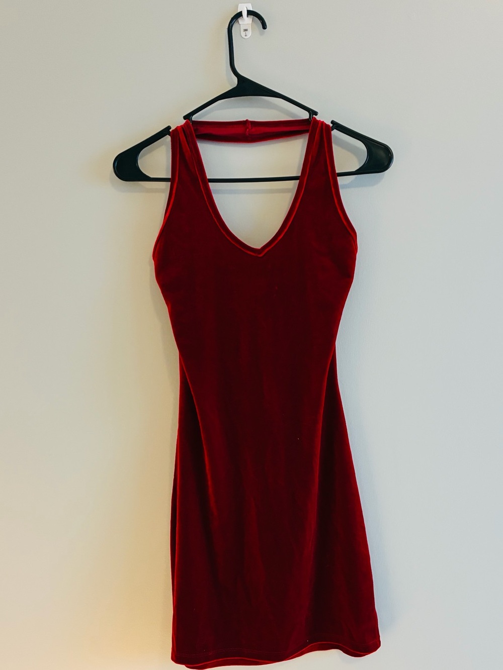 Vintage 5 7 9 Red Velvet V-Neck Bodycon Dress